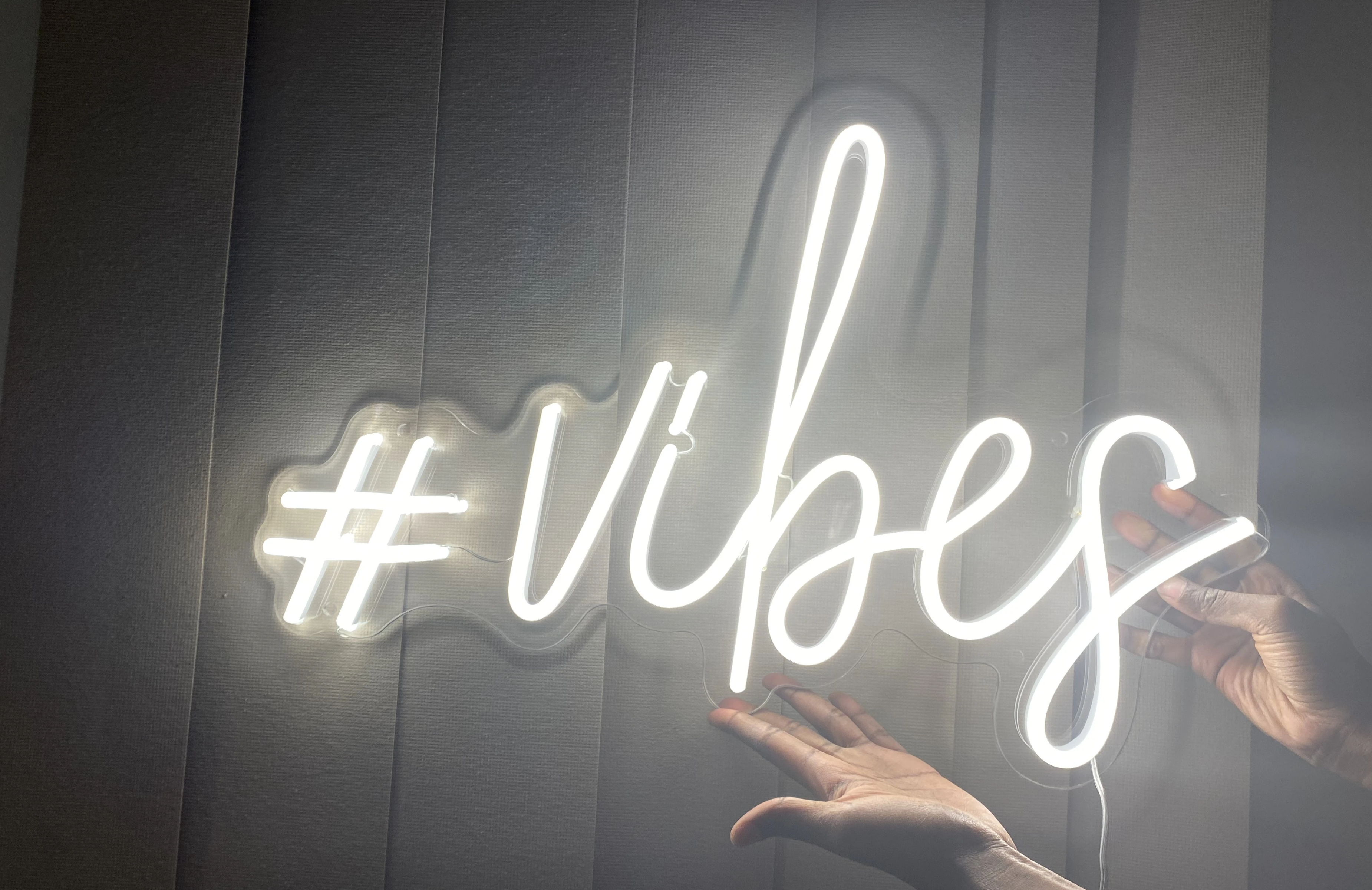 #Vibes Neon sign - Cool White